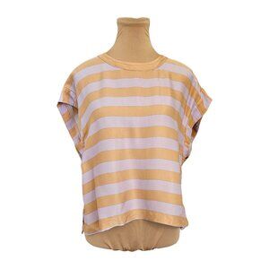 Maeve Anthro Batwing Button-Back Light Orange and Purple Striped Blouse Sz S